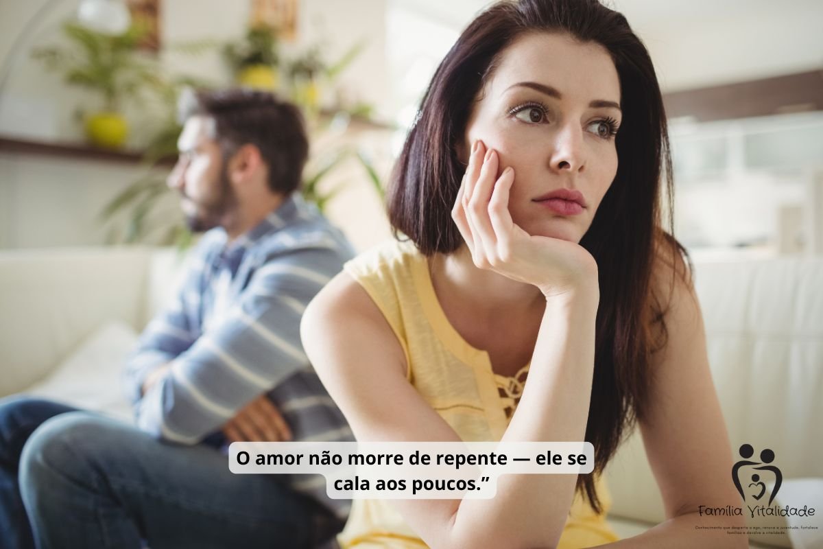 Casal de costas em silêncio, representando a dor de um amor verdadeiro silenciado