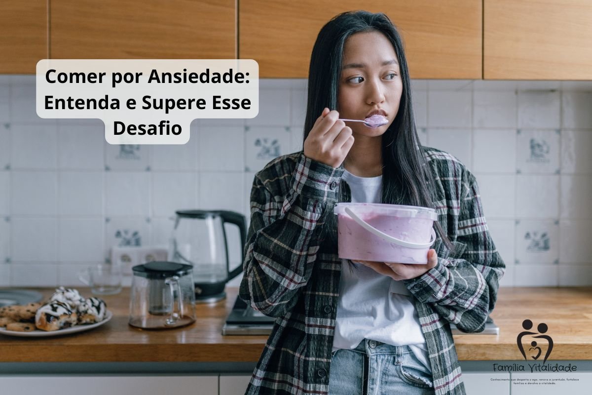 Pessoa comendo distraída em frente à TV, representando a ansiedade emocional.