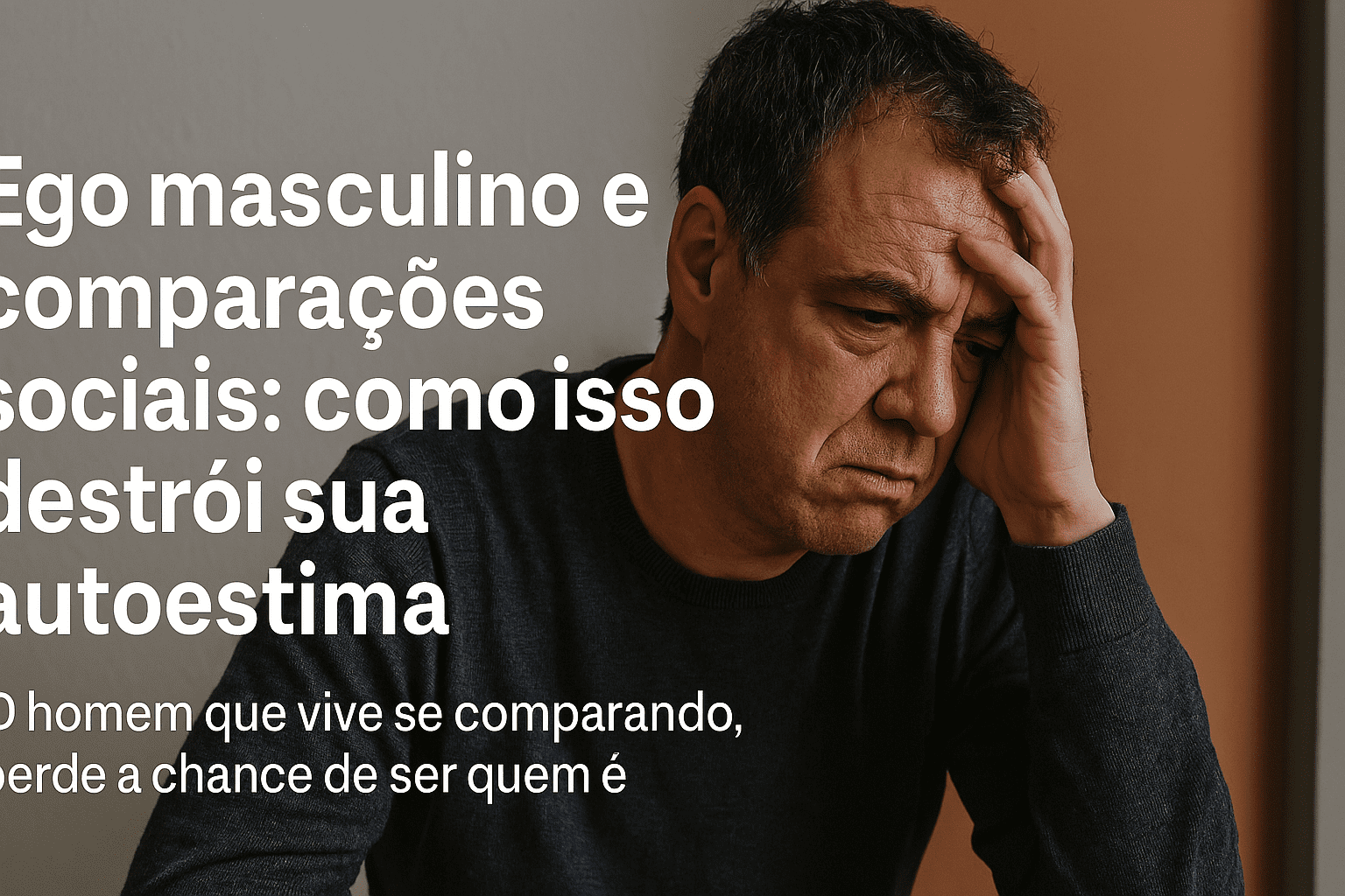 Ego masculino e autoestima — homem preocupado refletindo sobre sua identidade