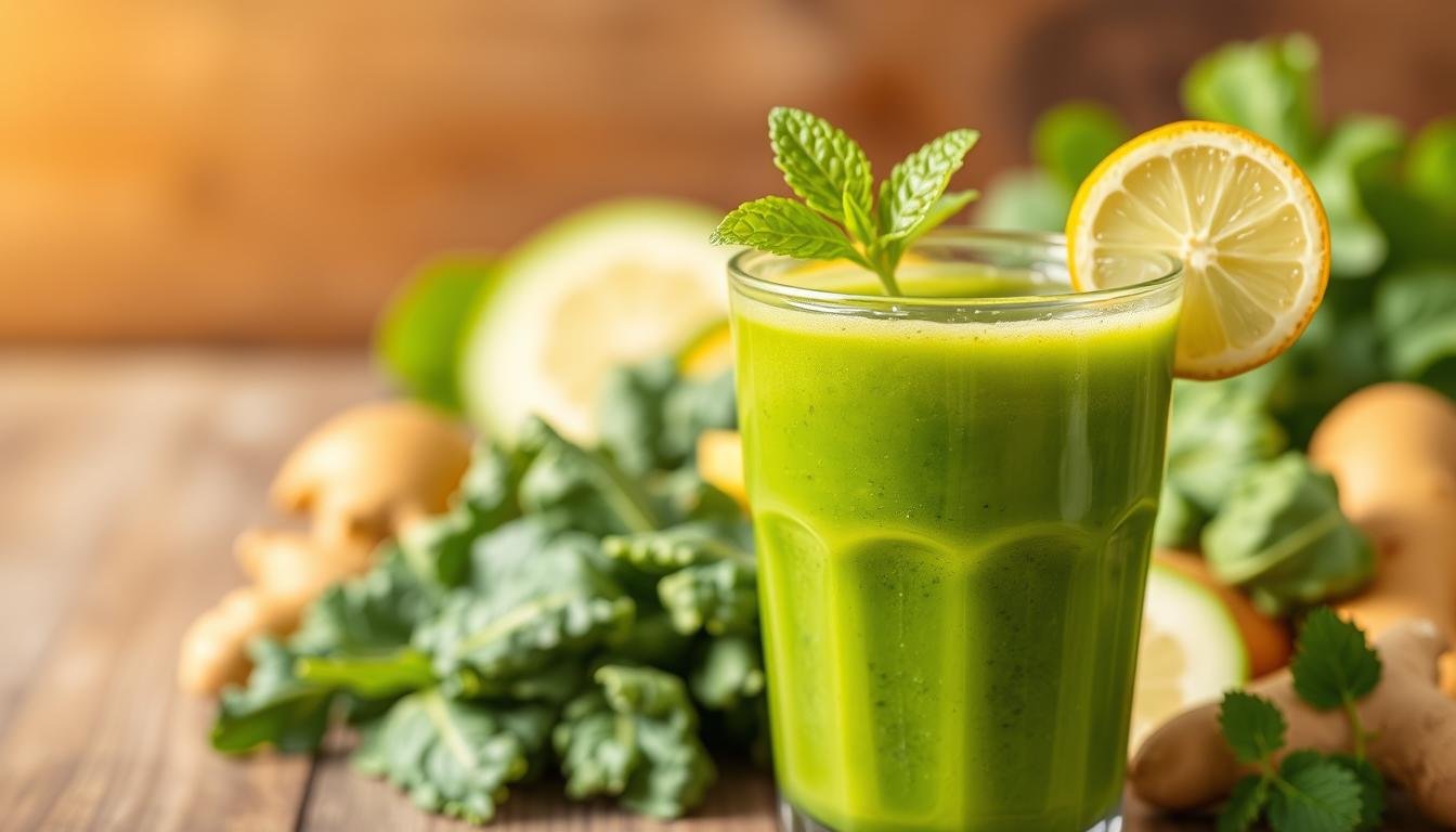 Suco detox natural com frutas e vegetais para desinchar e limpar o organismo